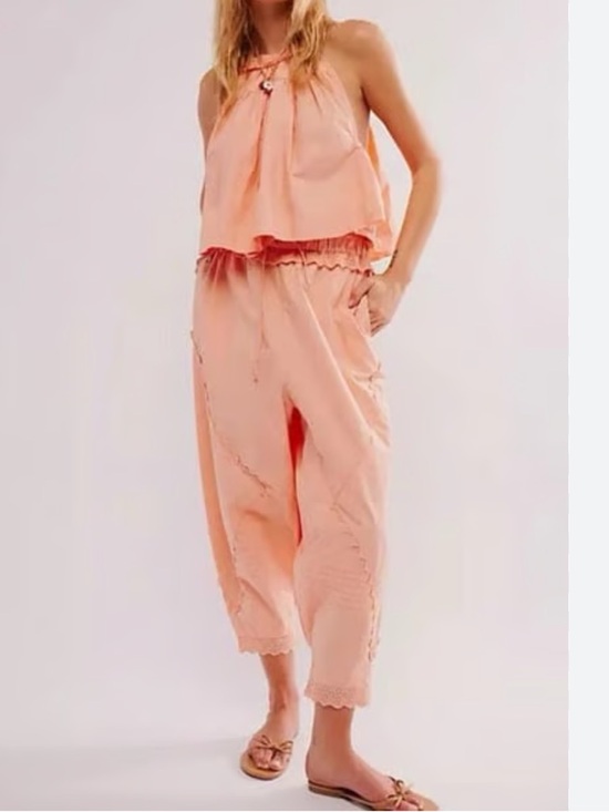 Free People Other - Free People Beach Life Peach Cotton Harem Pants and Swing Tank Set XS